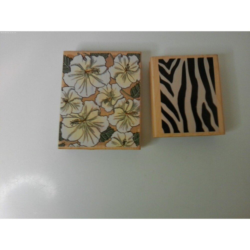 Lot Of 2 Large Wood Stamps